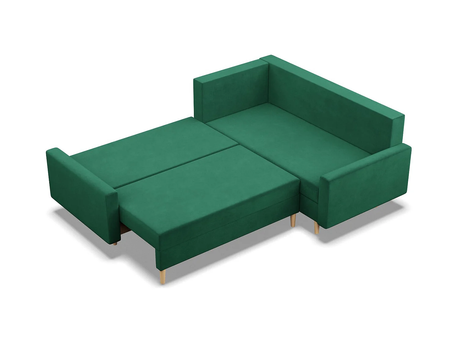 Rechts Ecksofa mit Schlaffunktion, Wendekissen, Grün
