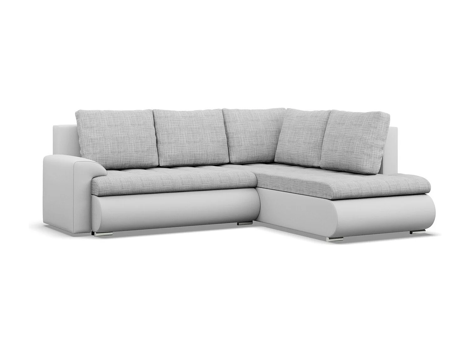 Droite Canapé d'angle avec fonction couchage, Ottoman,  Gris + Gris