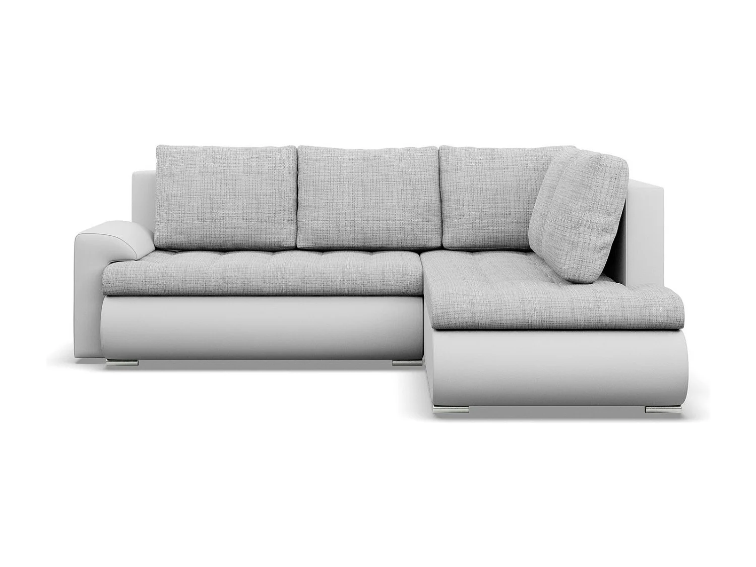 Droite Canapé d'angle avec fonction couchage, Ottoman,  Gris + Gris
