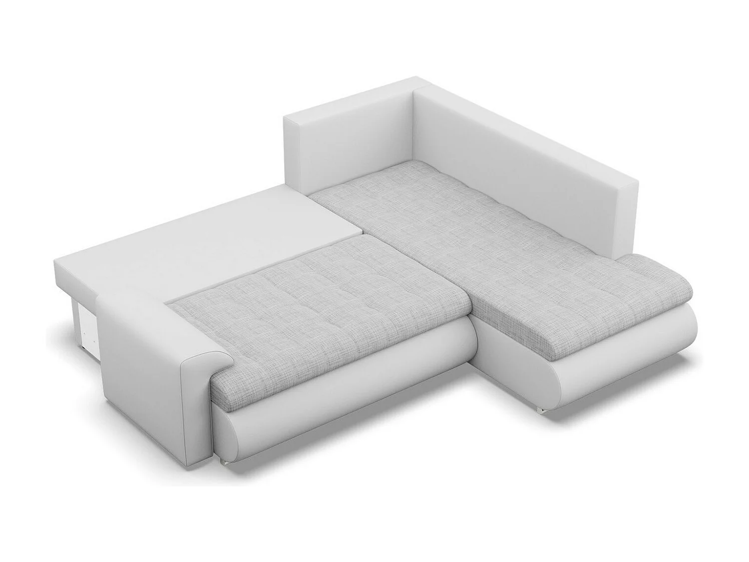 Droite Canapé d'angle avec fonction couchage, Ottoman,  Gris + Gris
