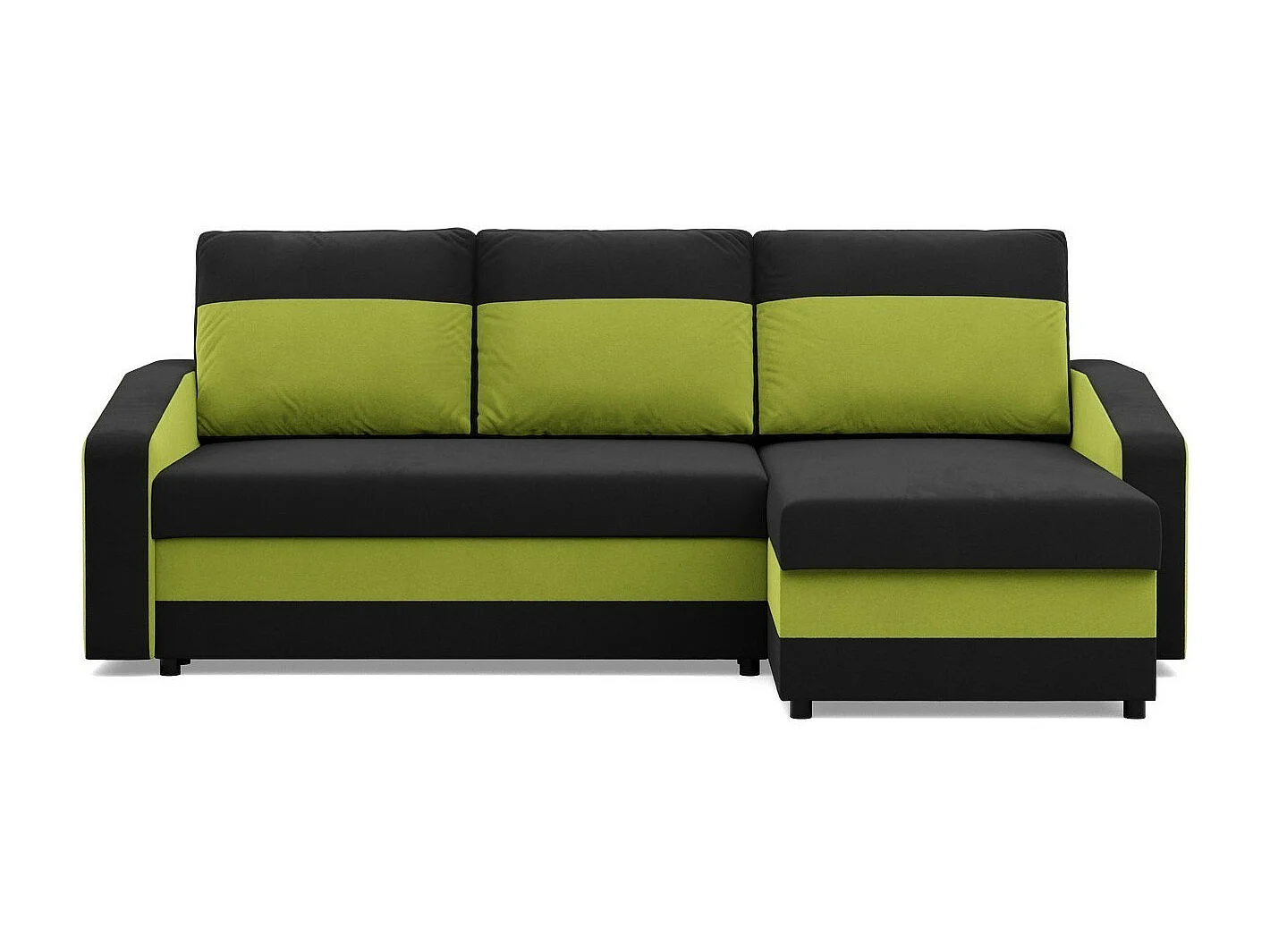 Ecksofa mit Schlaffunktion, Universelle Seite, Schwarz + Grün