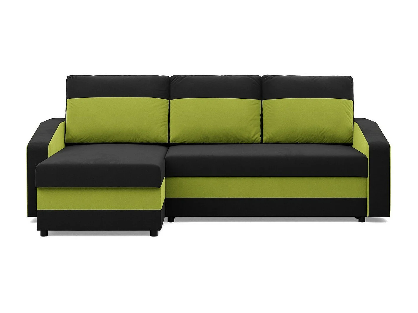 Ecksofa mit Schlaffunktion, Universelle Seite, Schwarz + Grün