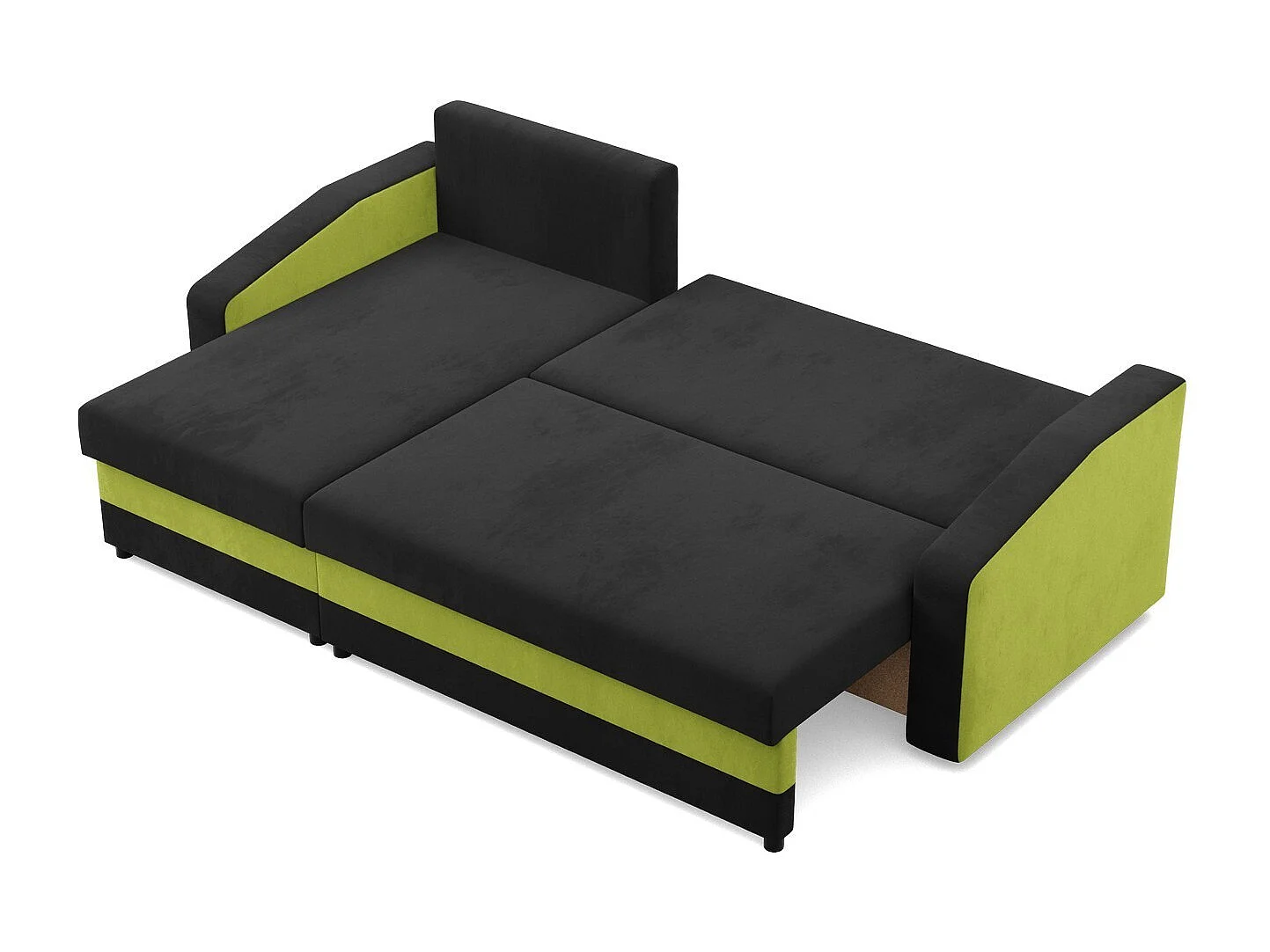 Ecksofa mit Schlaffunktion, Universelle Seite, Schwarz + Grün