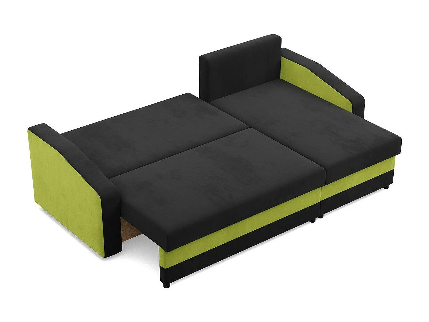 Ecksofa mit Schlaffunktion, Universelle Seite, Schwarz + Grün