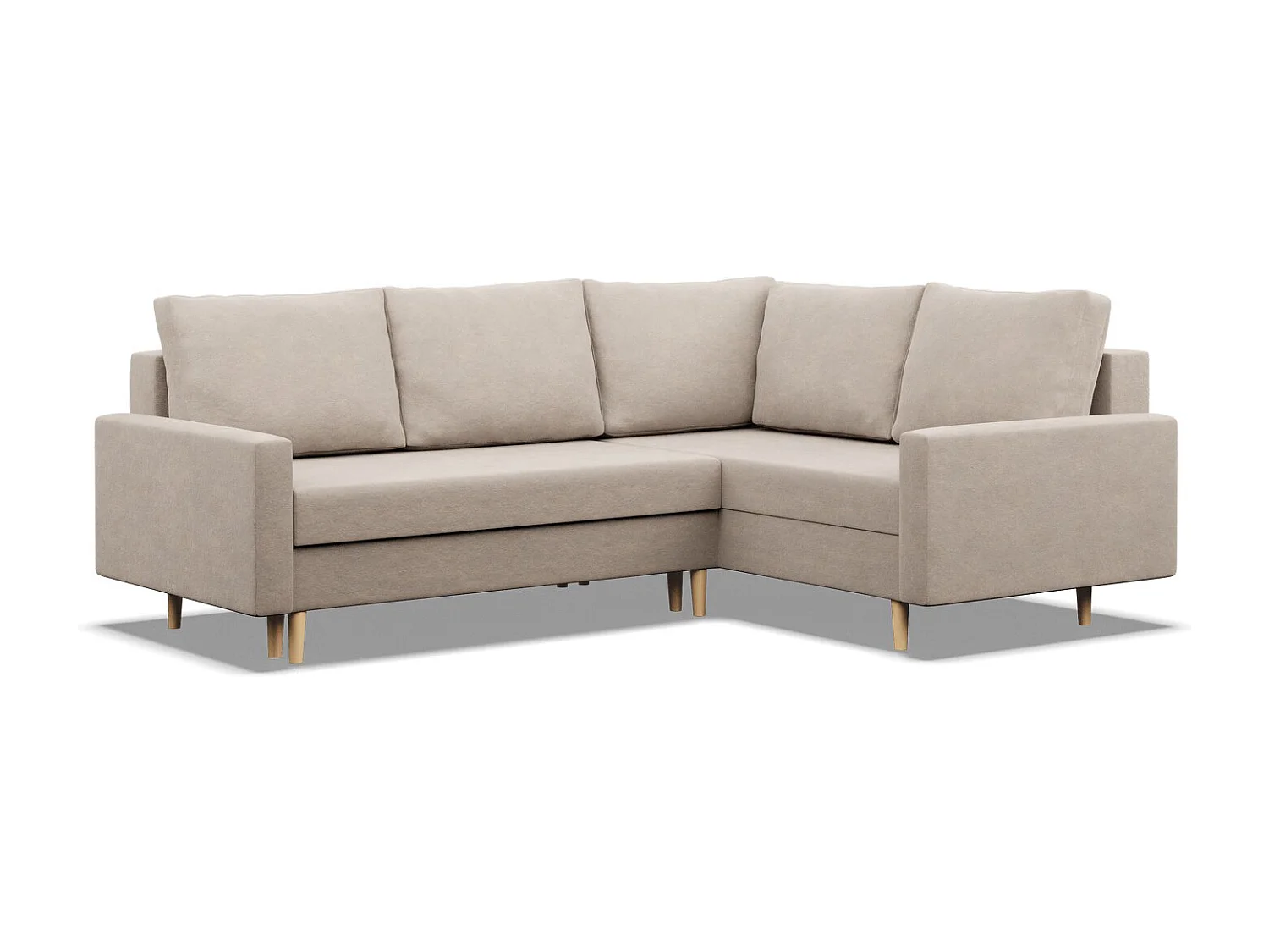 Rechts Ecksofa mit Schlaffunktion, Wendekissen, Beige