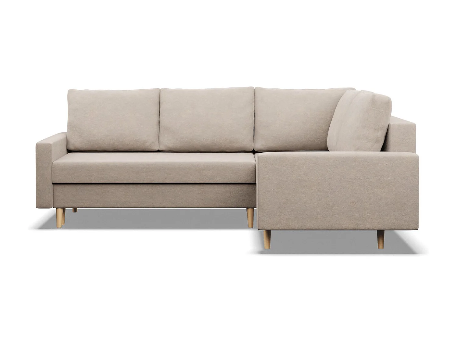 Rechts Ecksofa mit Schlaffunktion, Wendekissen, Beige