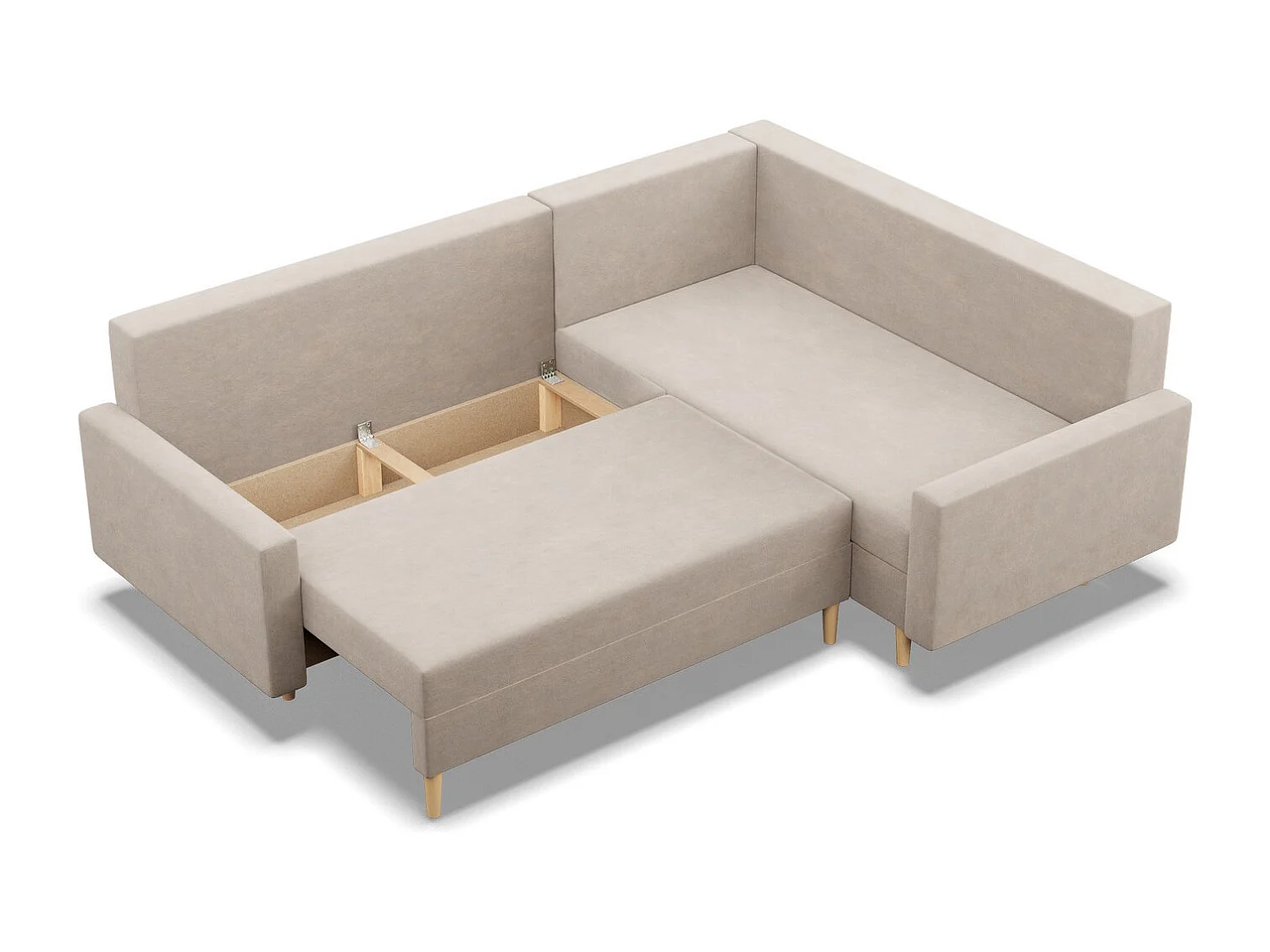 Rechts Ecksofa mit Schlaffunktion, Wendekissen, Beige