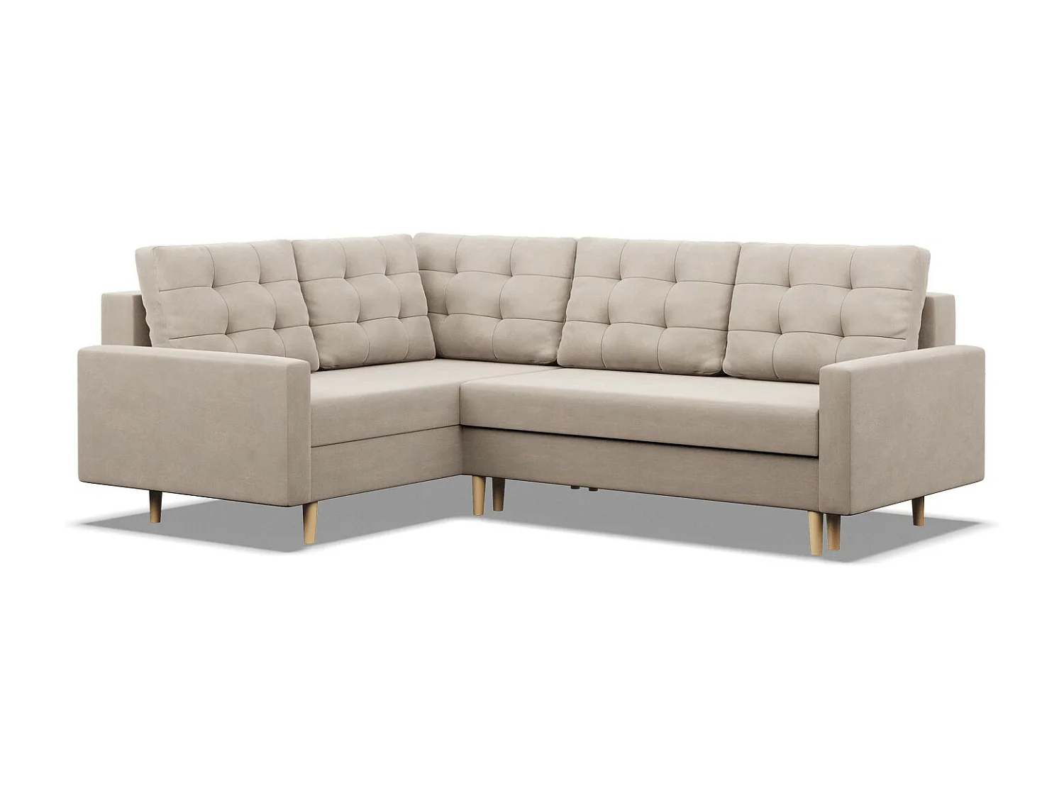 Rechts Ecksofa mit Schlaffunktion, Wendekissen, Beige