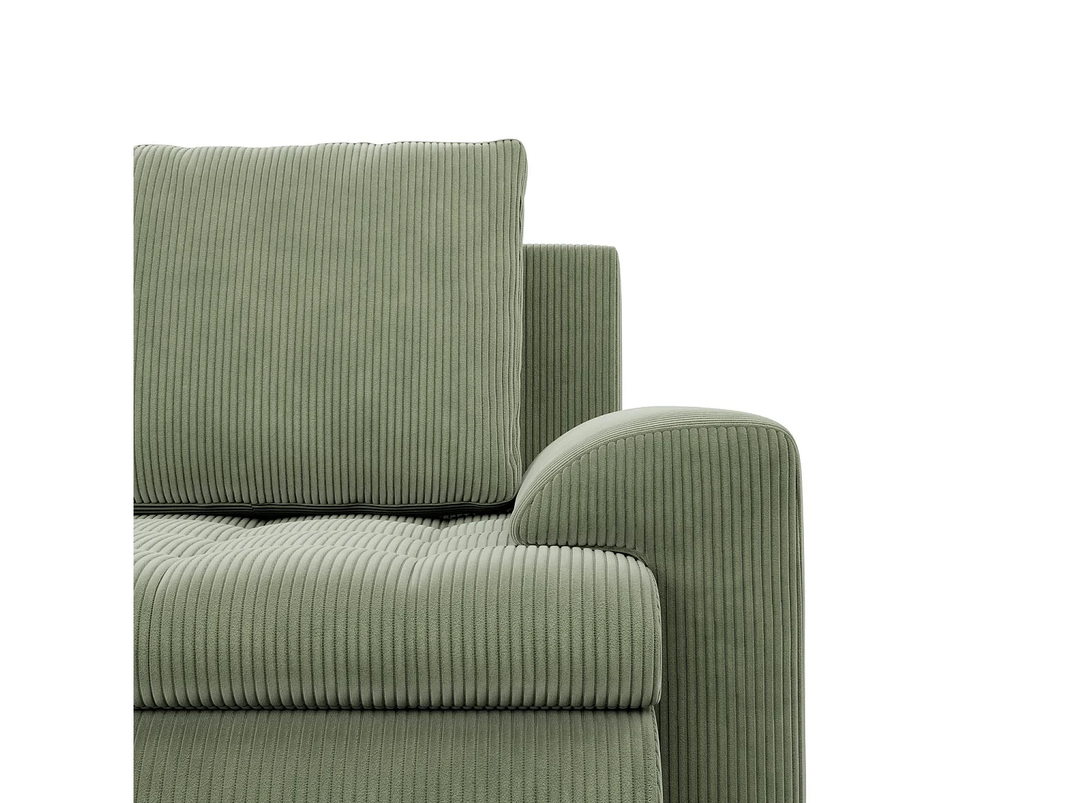 Canapé d'angle en U avec fonction sommeil, 2 méridiennes, Cord - Vert