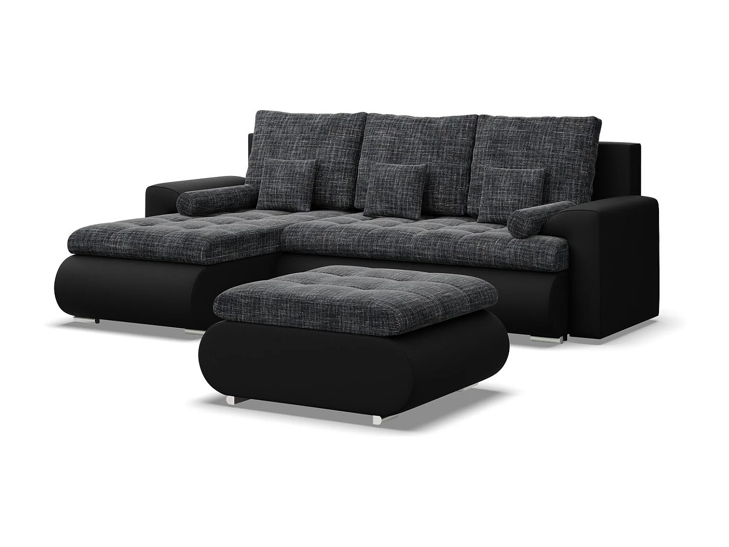Canapé d'angle en U avec fonction sommeil, 2 méridiennes, Cord - Vert