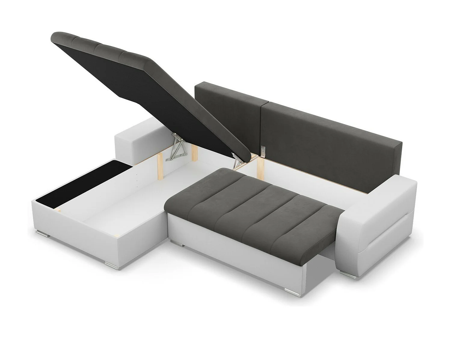 Narożnik lewy z funkcją spania, kolor ciemnoszary + szary