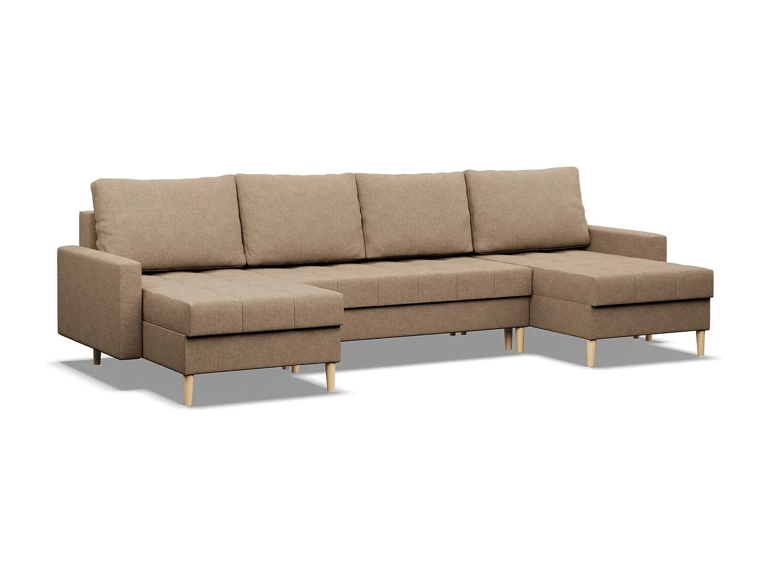 U-sofa z funkcją spania, 2 szezlongi, kolor brązowy