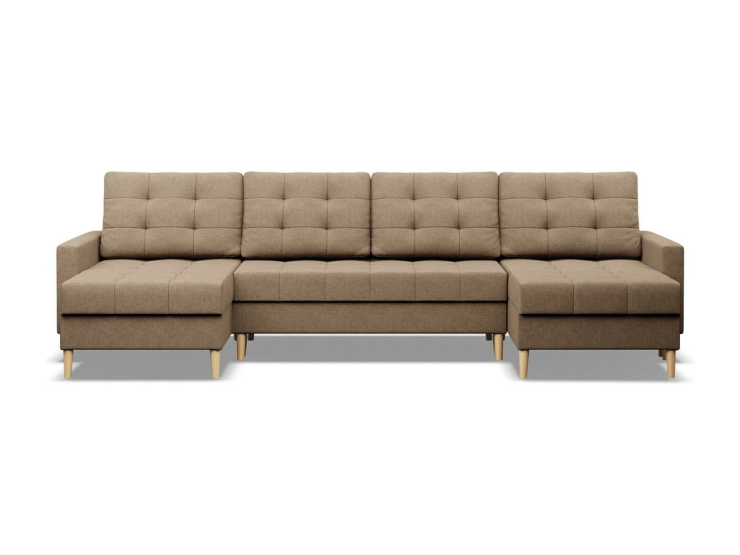 U-Sofa mit Schlaffunktion, 2 Chaiselongues, Braun