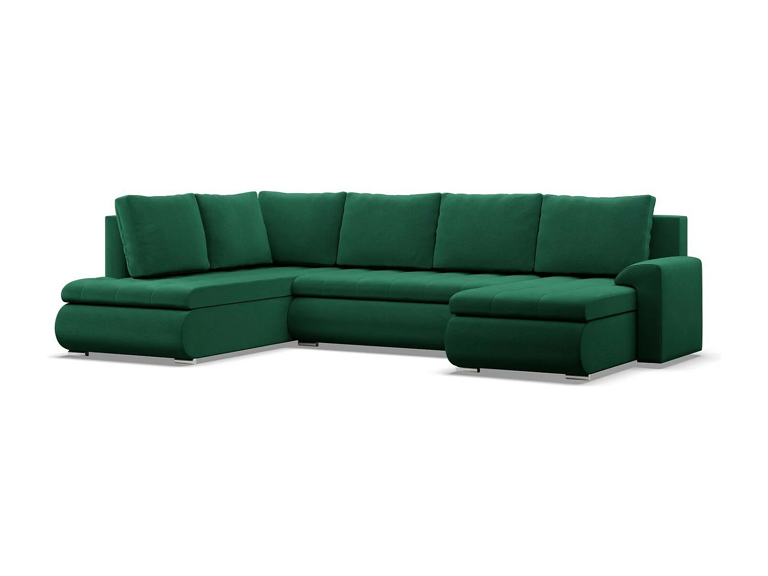 Sofa U z funkcją spania, otomana, zielona