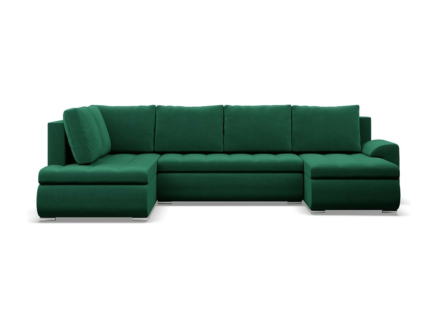 Sofa U z funkcją spania, otomana, zielona
