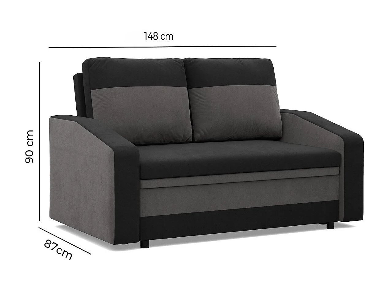 Canapé 2 places avec fonction sommeil,  Gris