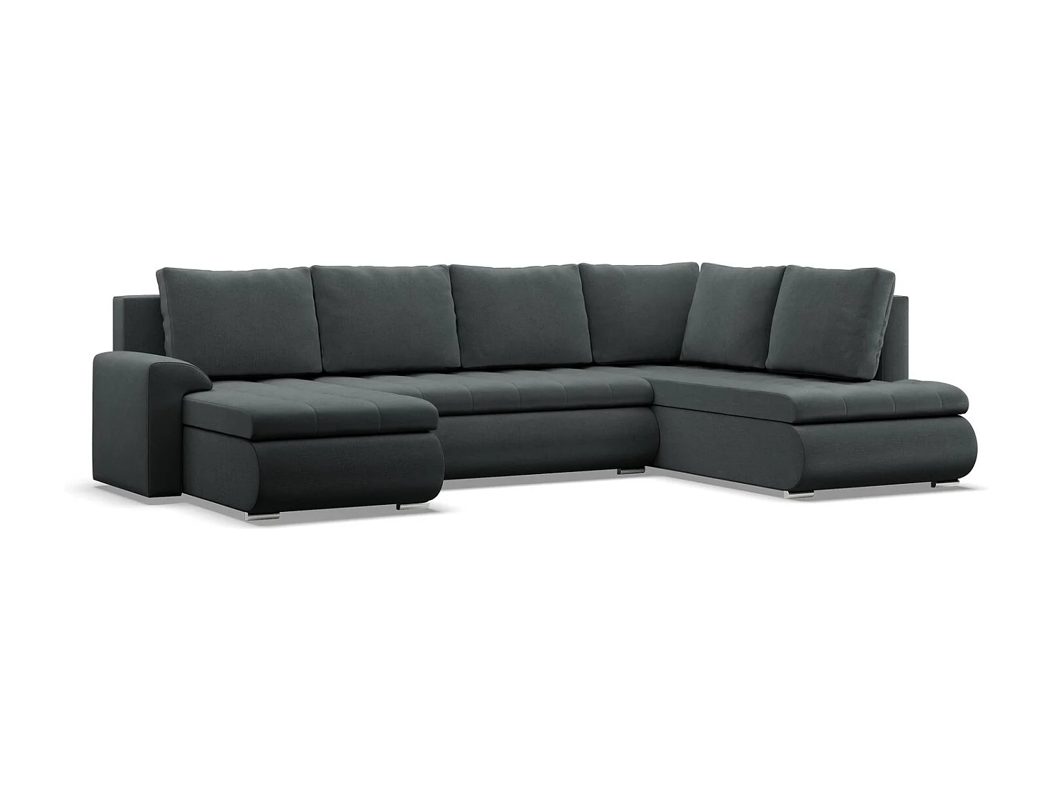 Canapé d'angle en U avec fonction sommeil, Ottoman, Gris foncé