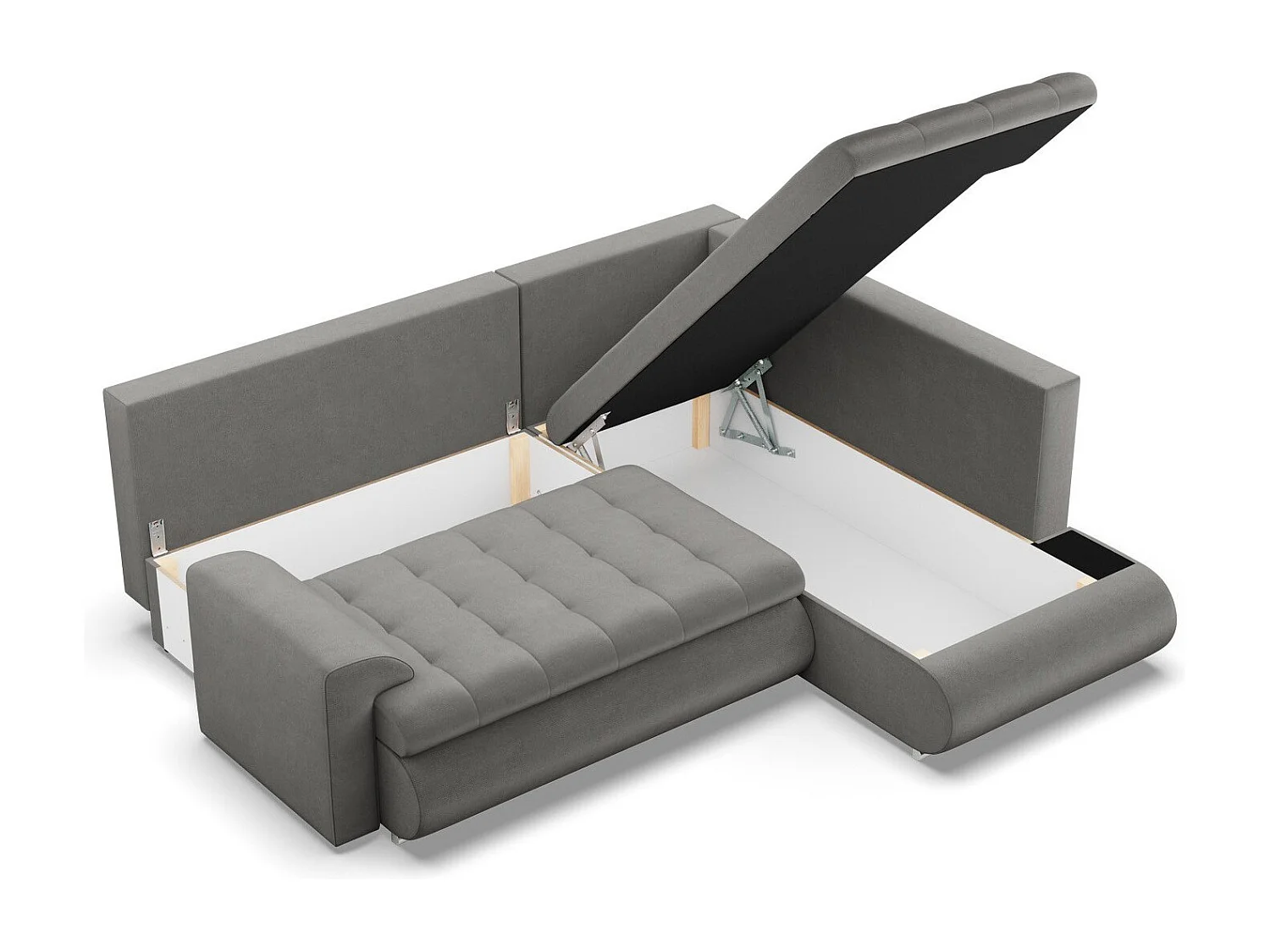 Droite Canapé d'angle avec fonction couchage, Ottoman,  Gris clair