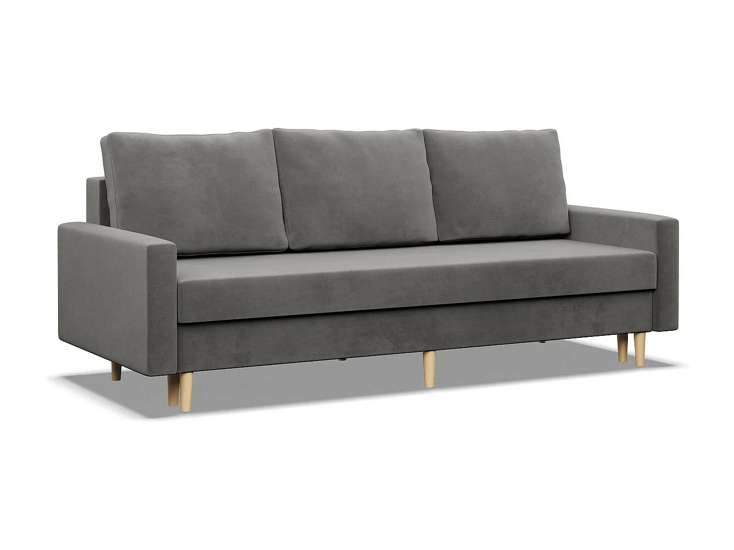 Canapé 3 places avec fonction sommeil, Coussin réversible, Gris clair