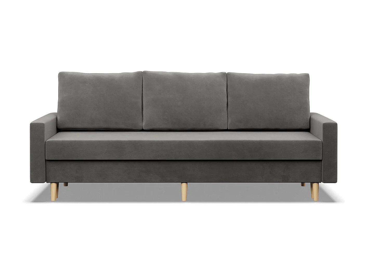 Canapé 3 places avec fonction sommeil, Coussin réversible, Gris clair