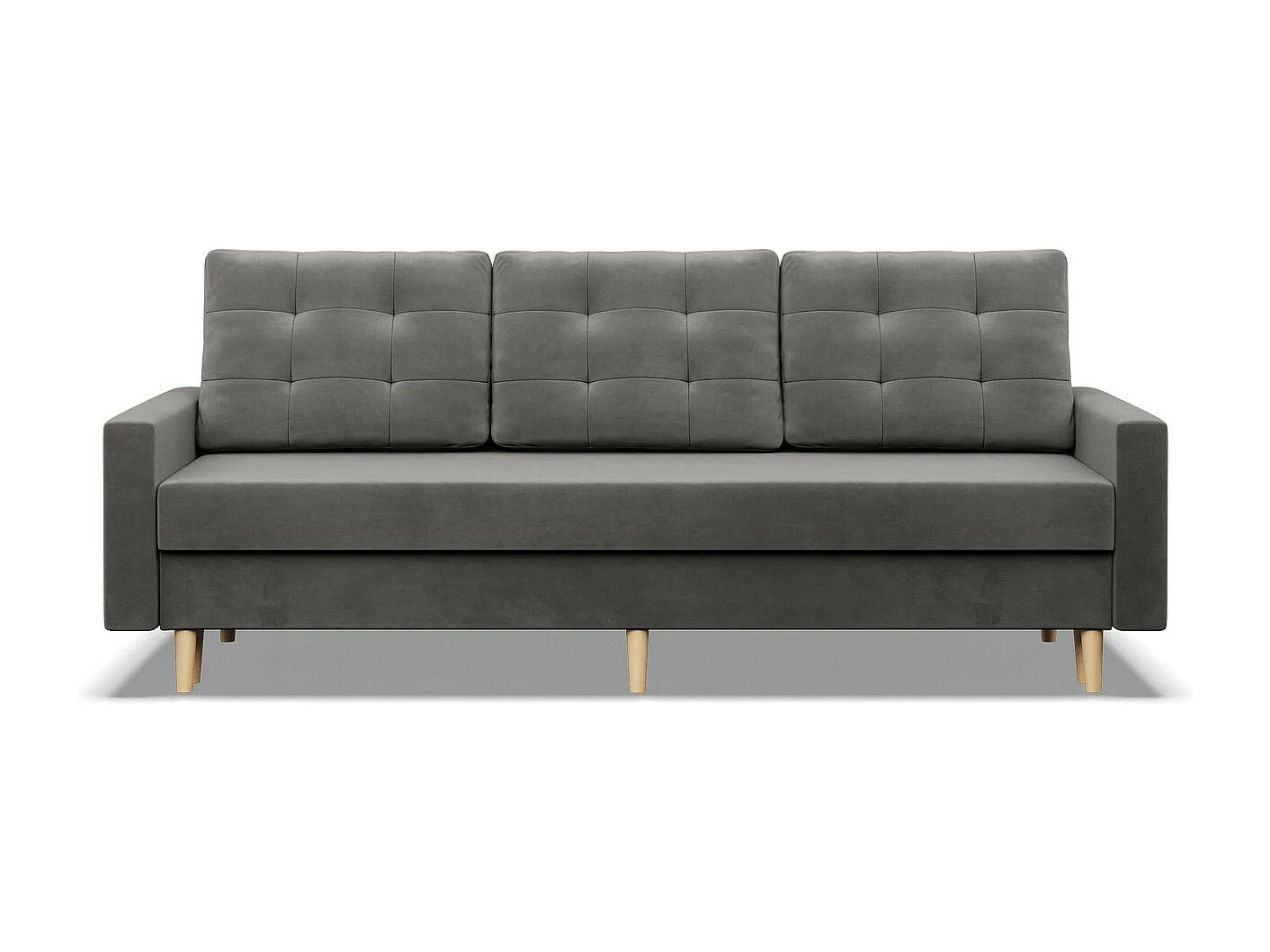 Canapé 3 places avec fonction sommeil, Coussin réversible, Gris clair