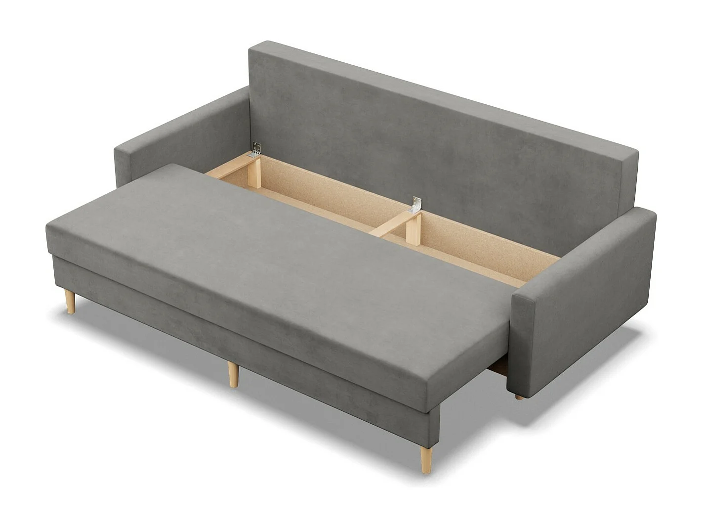 Canapé 3 places avec fonction sommeil, Coussin réversible, Gris clair