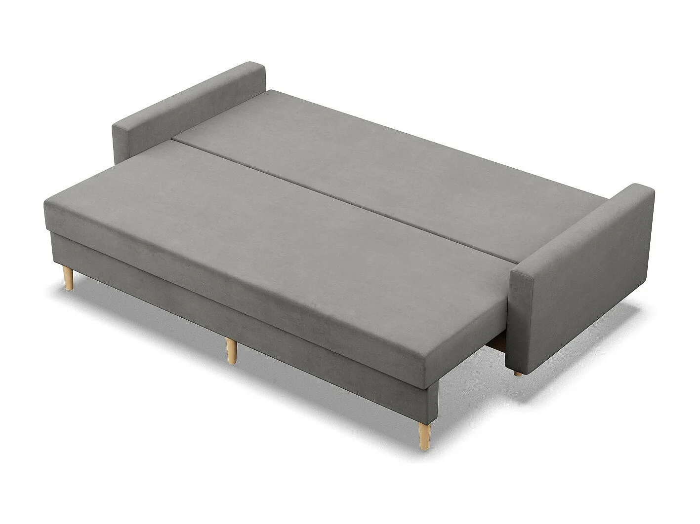 Canapé 3 places avec fonction sommeil, Coussin réversible, Gris clair