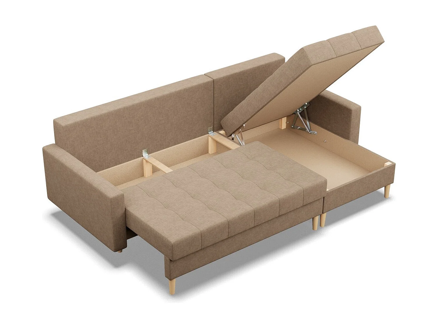 Ecksofa mit Schlaffunktion, Braun