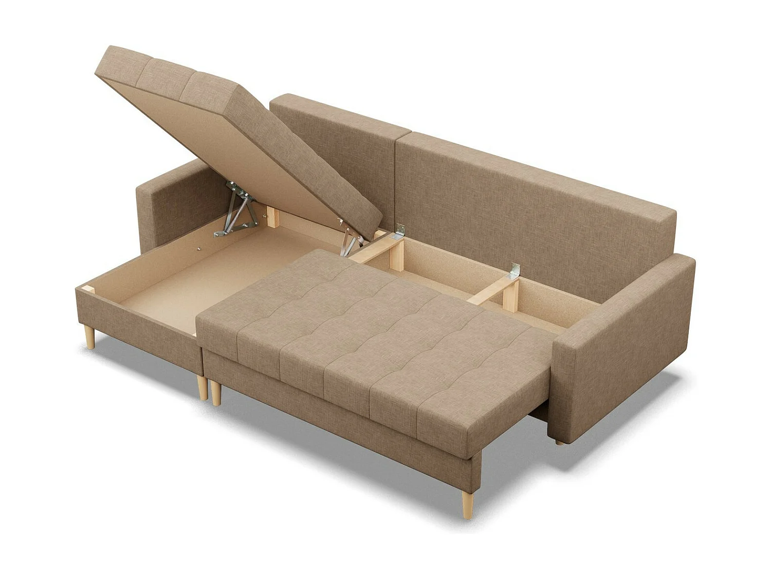 Ecksofa mit Schlaffunktion, Braun