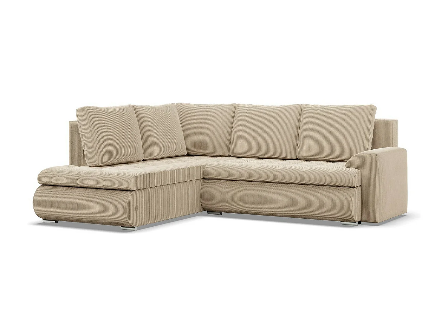 Gauche Canapé d'angle avec fonction couchage, Ottoman, Corde - Beige