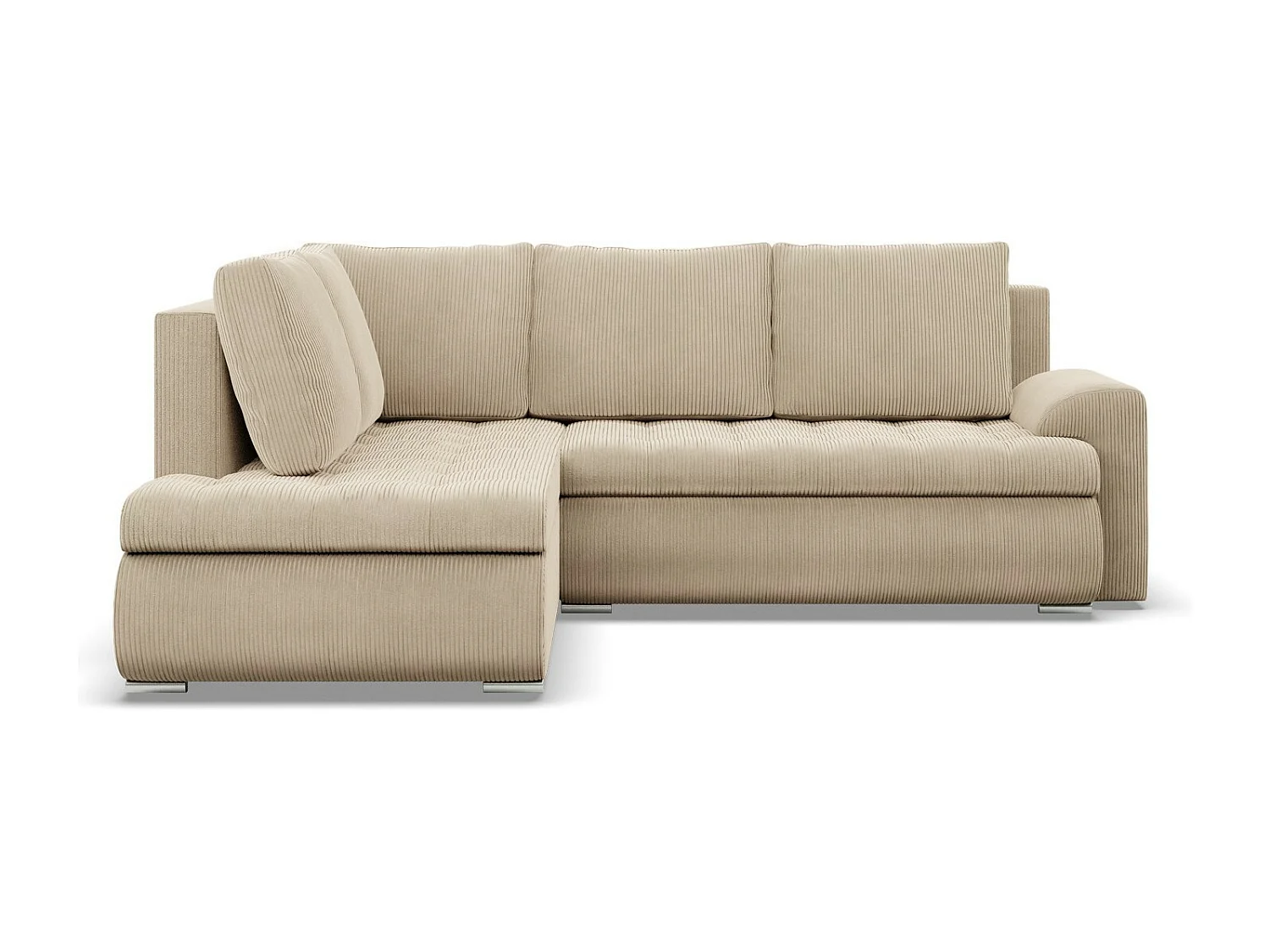 Gauche Canapé d'angle avec fonction couchage, Ottoman, Corde - Beige