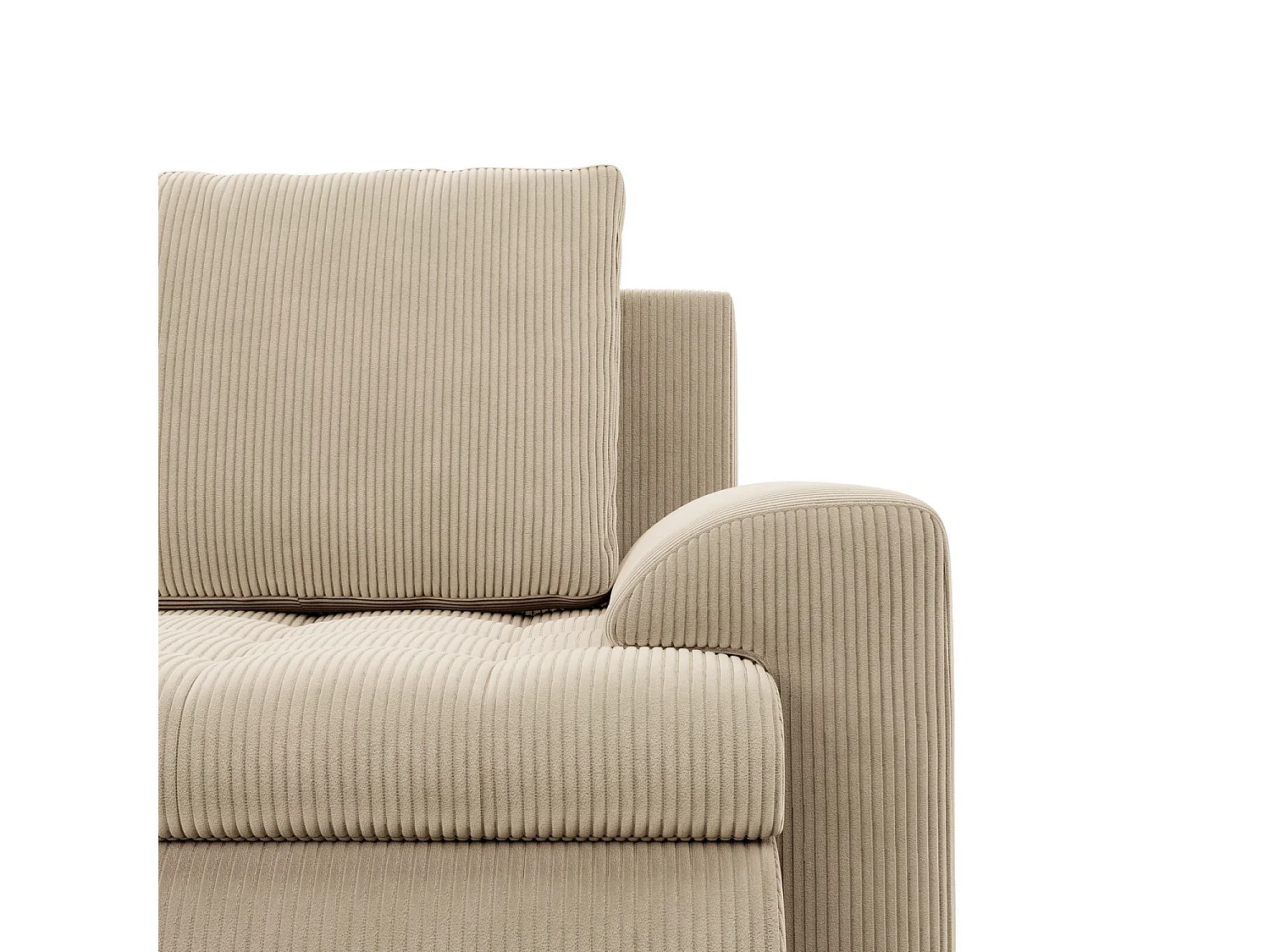 Gauche Canapé d'angle avec fonction couchage, Ottoman, Corde - Beige