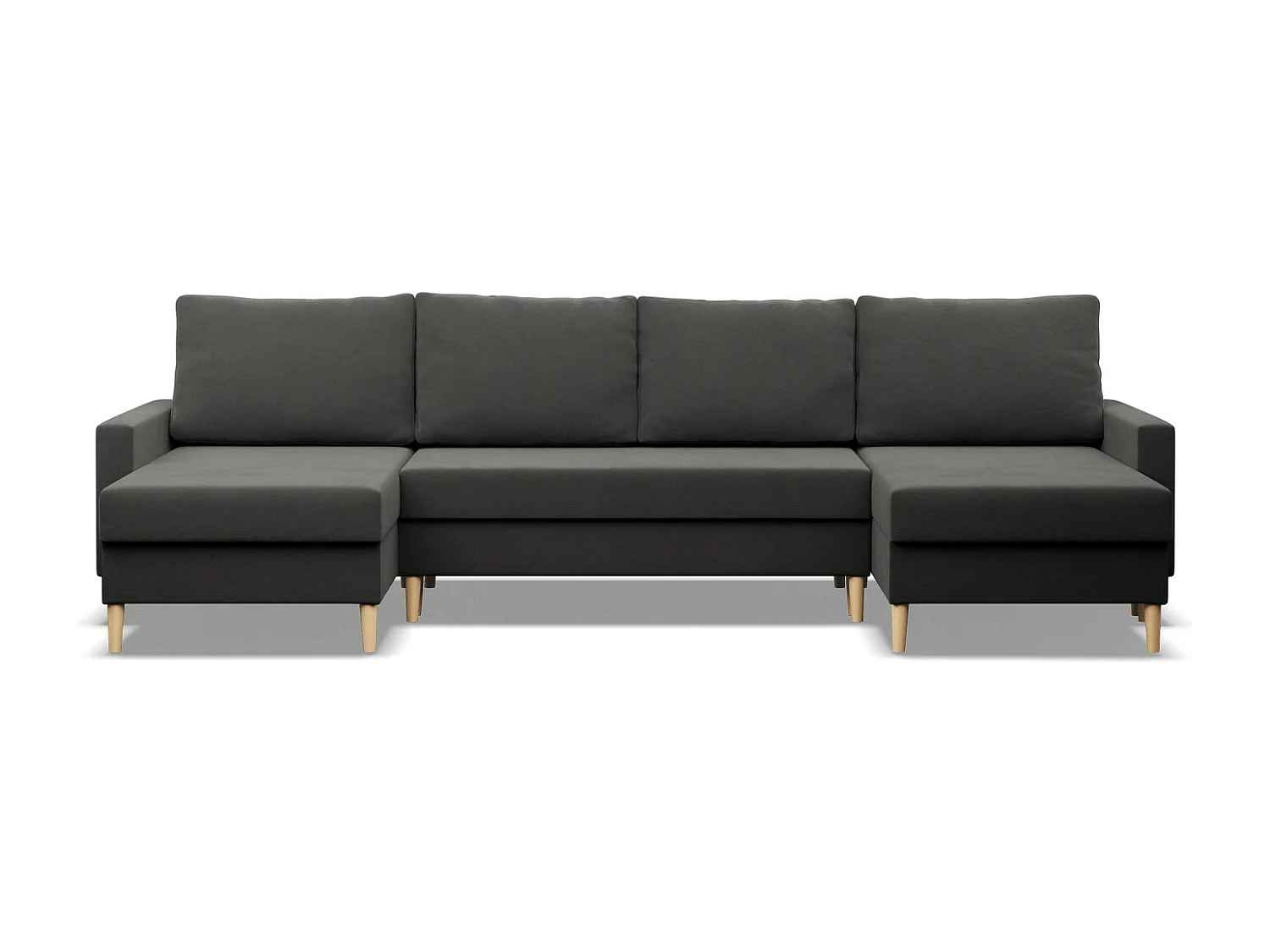 Duży narożnik w kształcie litery U z funkcją spania, z dwustronną poduszką, kolor jasnoszary