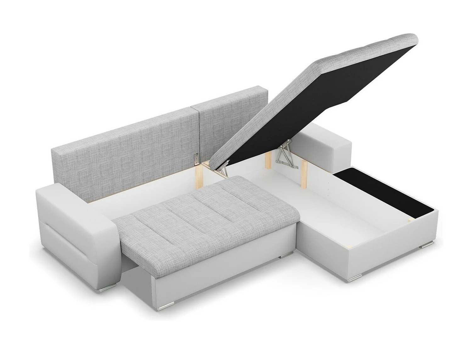 Narożnik prawy z funkcją spania, kolor szary + szary