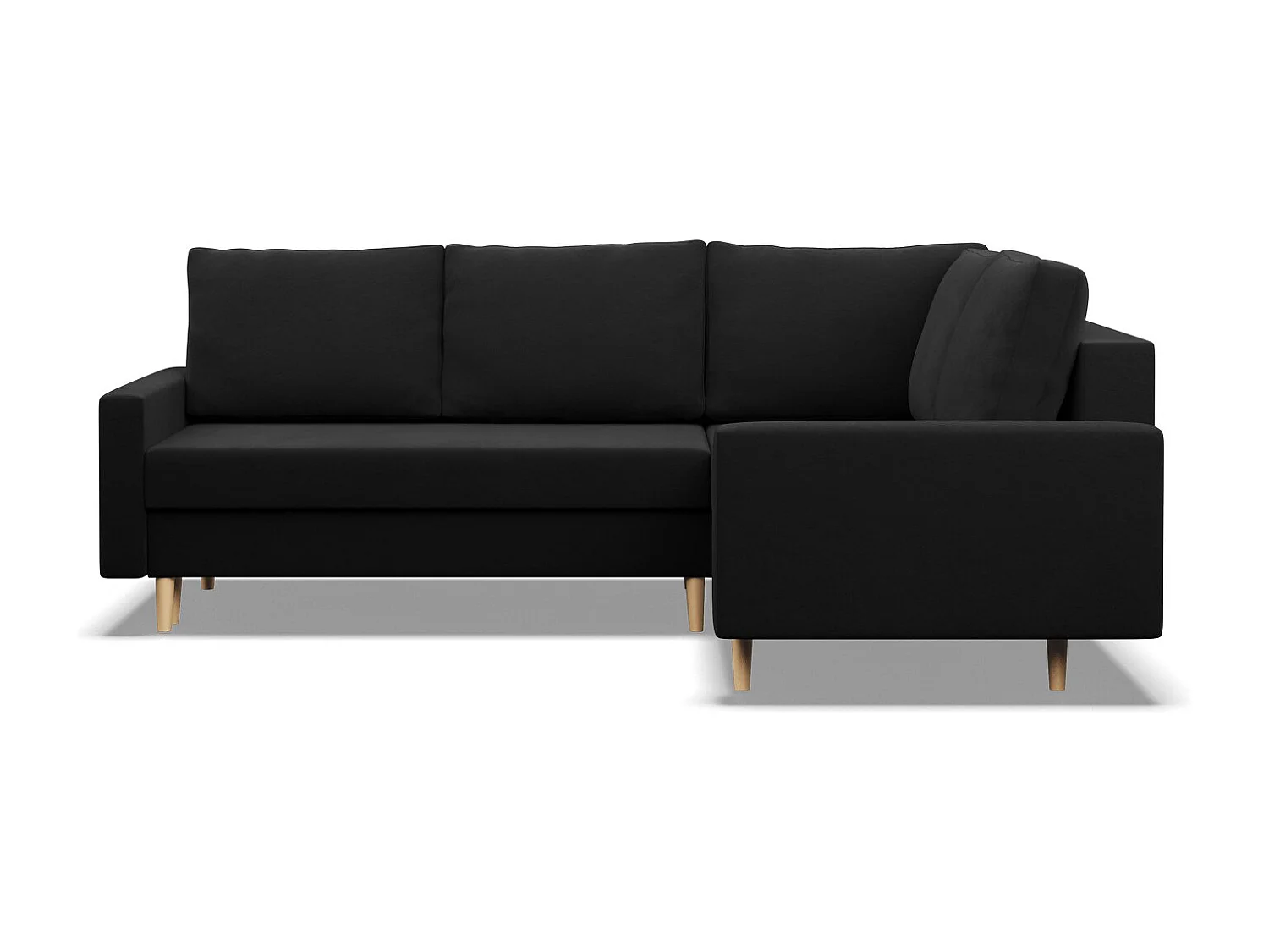 Droite Canapé d'angle avec fonction couchage, Coussin réversible, Noir