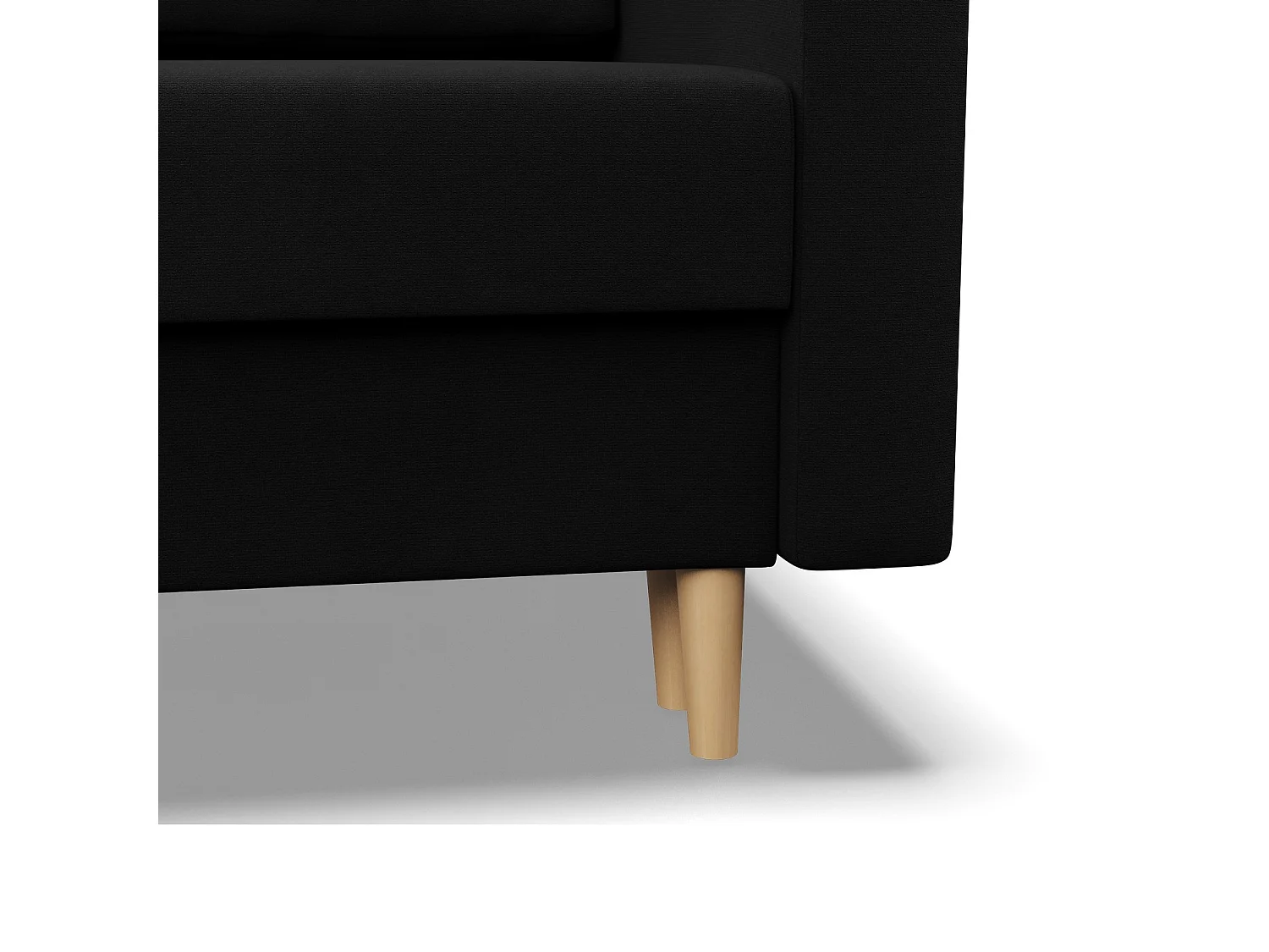 Droite Canapé d'angle avec fonction couchage, Coussin réversible, Noir