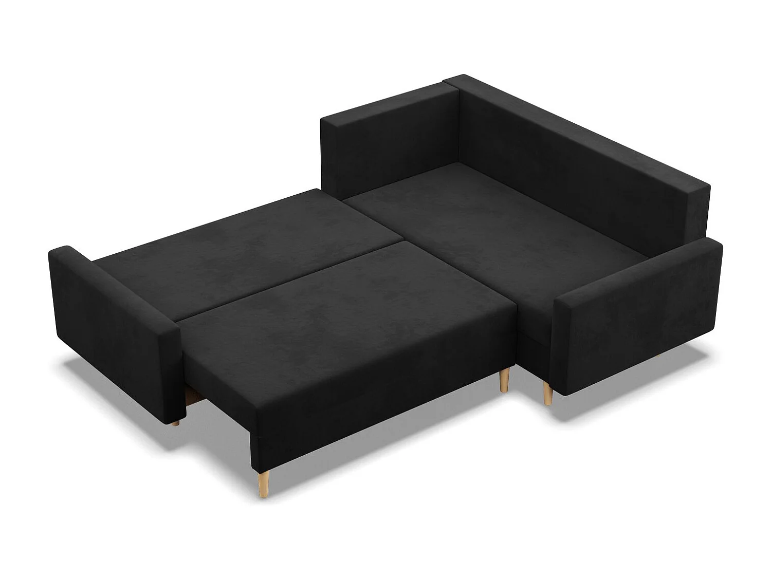 Droite Canapé d'angle avec fonction couchage, Coussin réversible, Noir