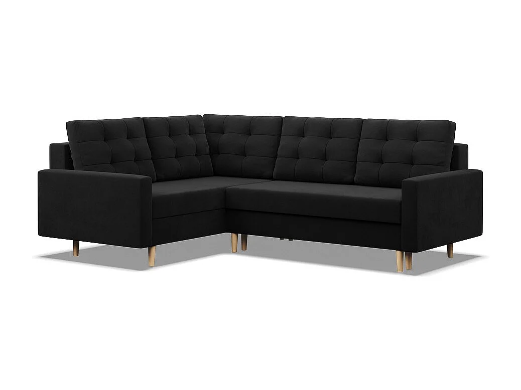 Droite Canapé d'angle avec fonction couchage, Coussin réversible, Noir