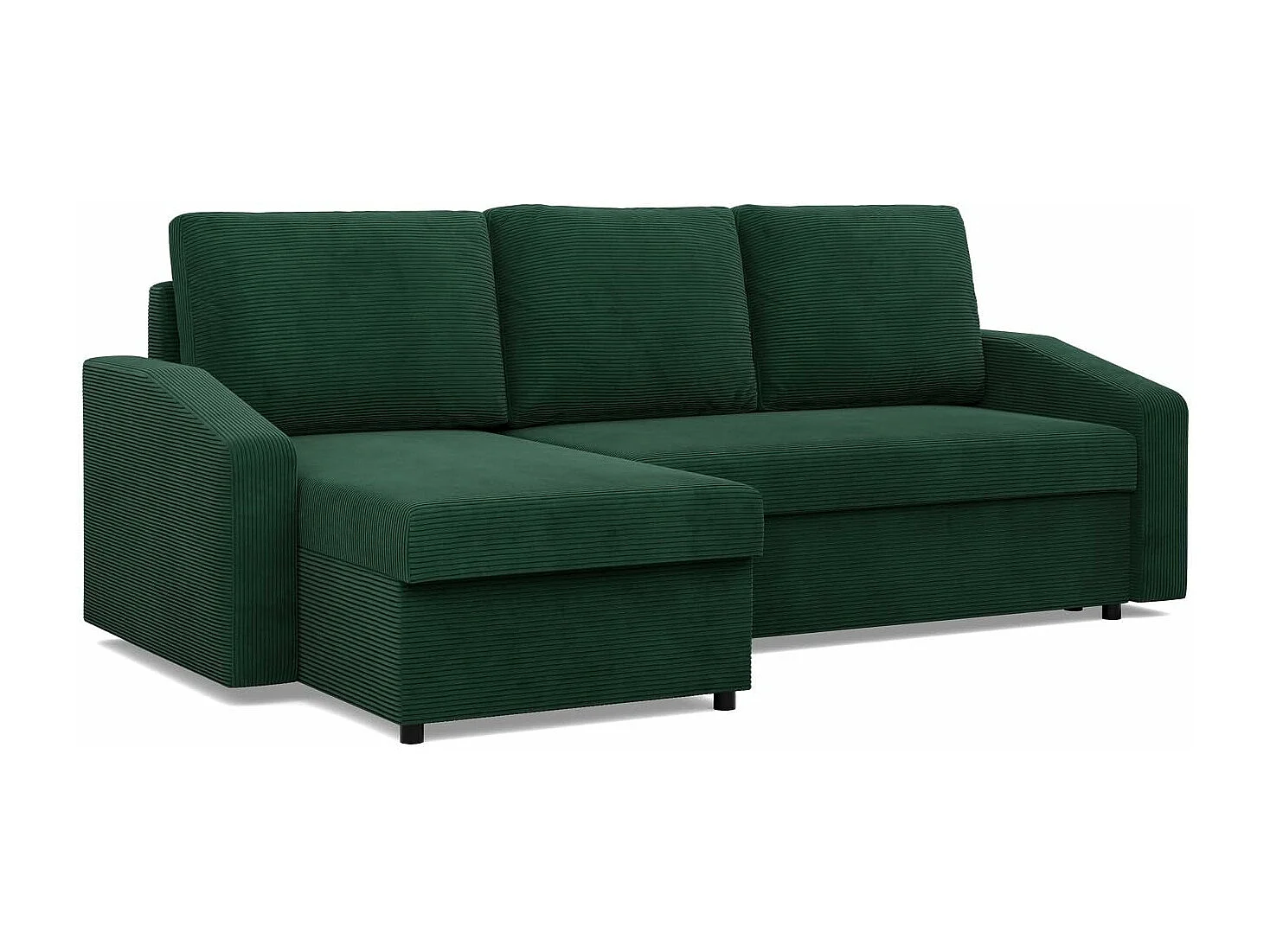 Canapé d'angle avec fonction couchage, Corde - Vert foncé