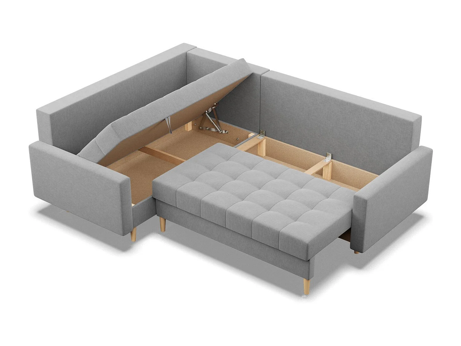 Narożnik lewy z funkcją spania, otomana, szary