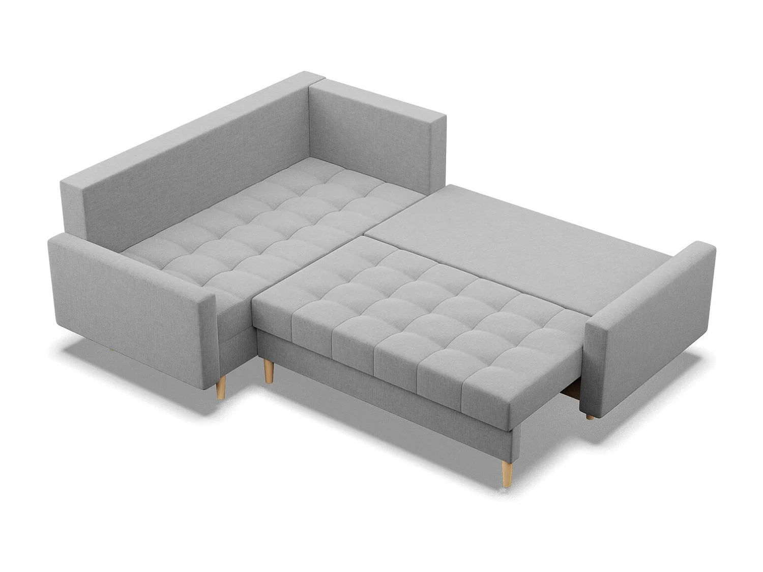 Narożnik lewy z funkcją spania, otomana, szary