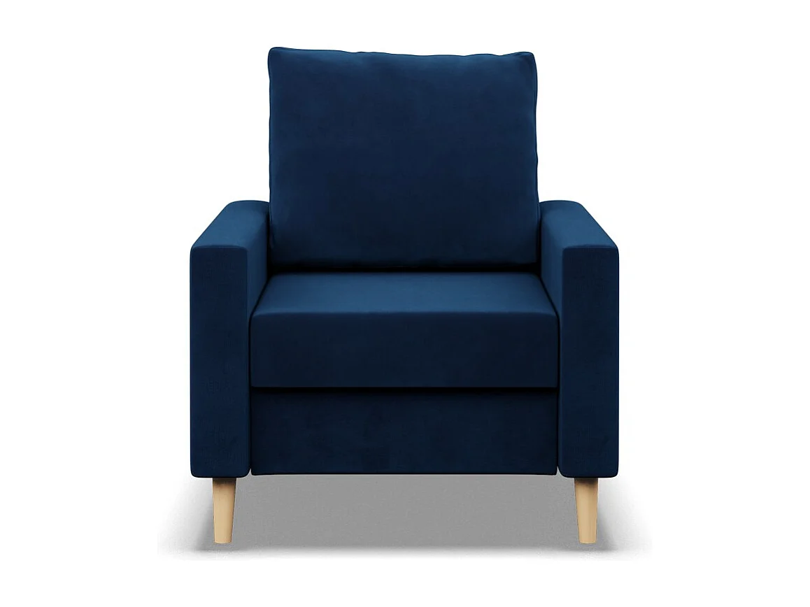 Fotel wypoczynkowy do salonu, poduszka dwustronna, kolor niebieski