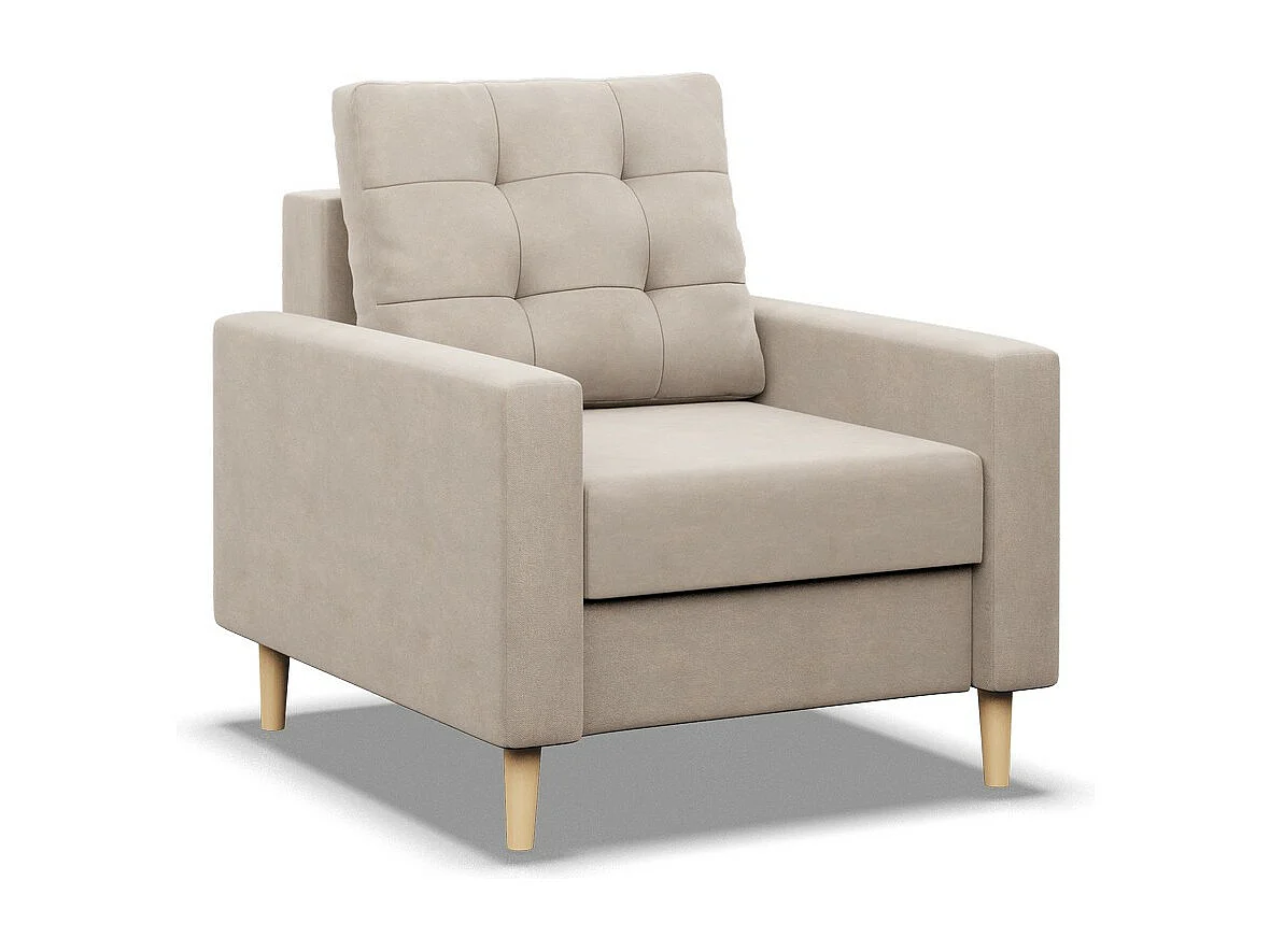 Fotel wypoczynkowy do salonu, poduszka dwustronna, kolor beżowy