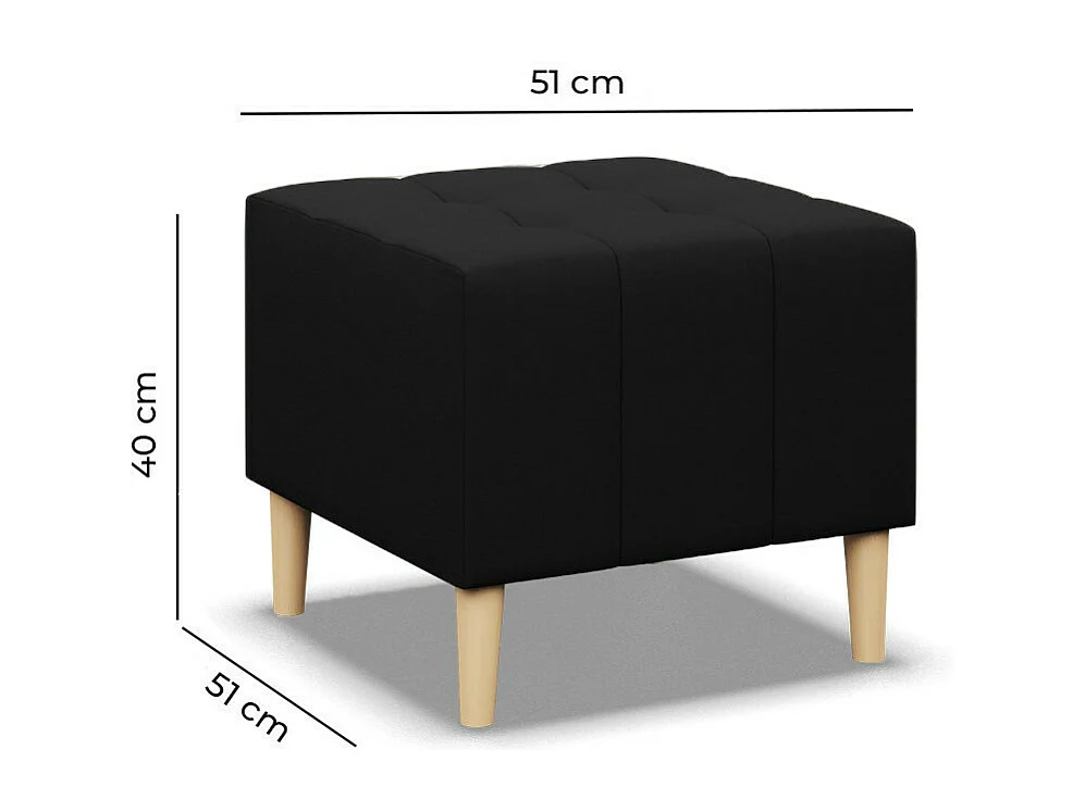 Pouf pour le salon 50 x 50 cm, Noir