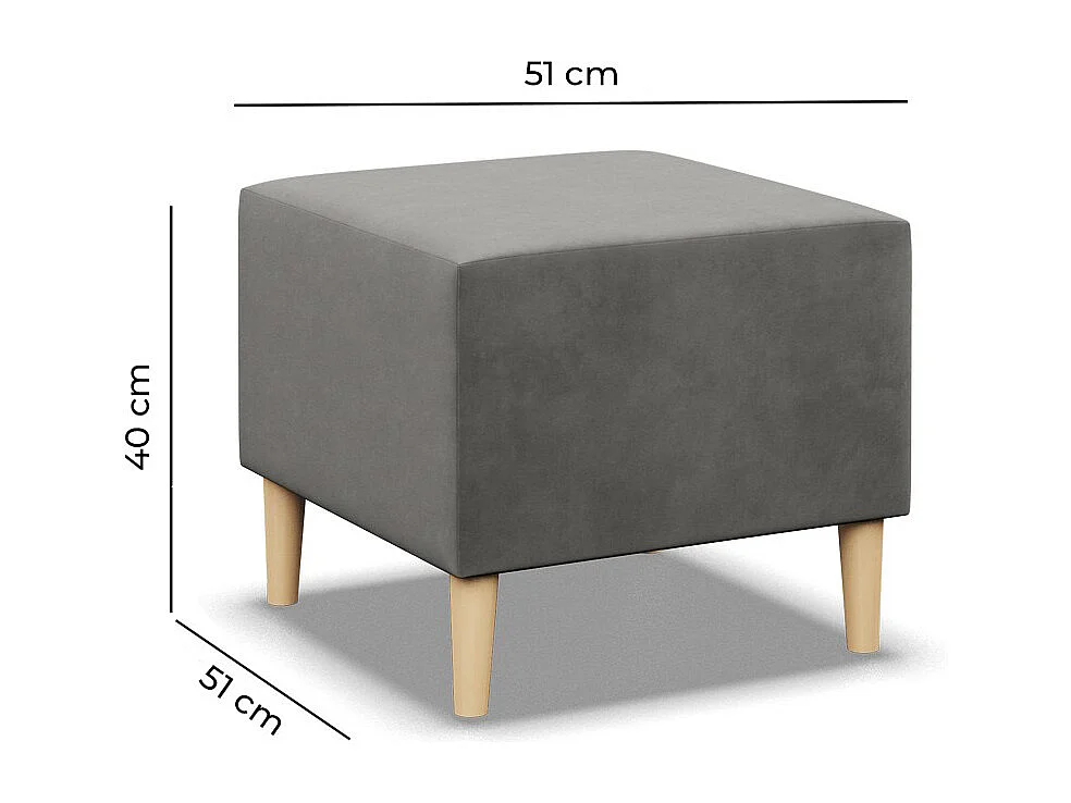 Pouf pour le salon 50 x 50 cm, Gris clair