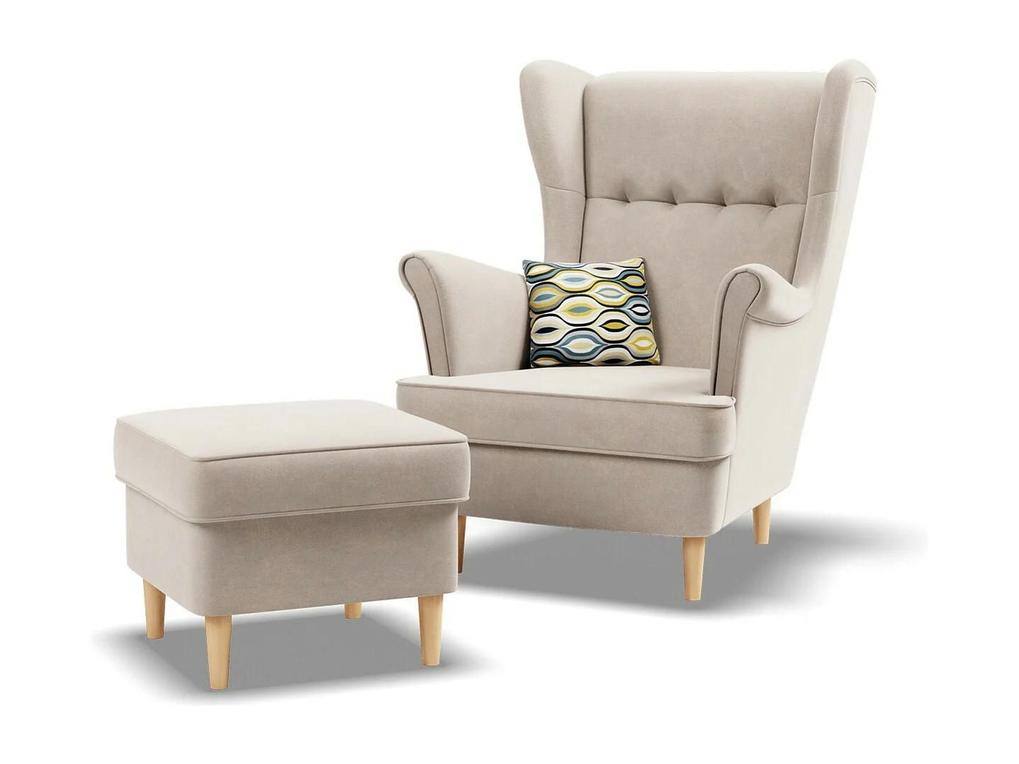 Podnóżek do fotela, beżowy