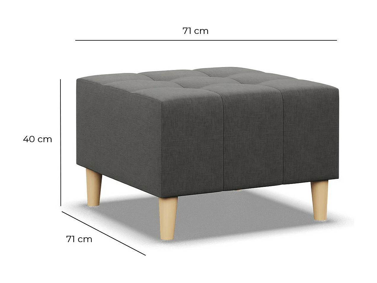 Pufa do salonu 70 x 70 cm, kolor ciemnoszary