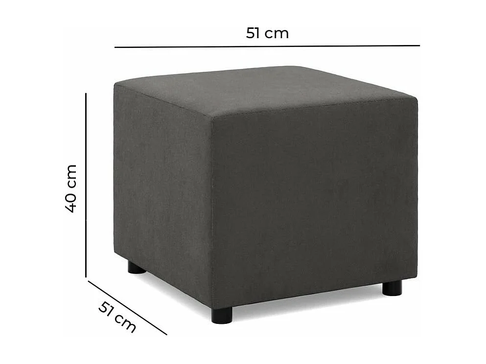 Pouf pour le salon 50 x 50 cm, Corde - Gris foncé