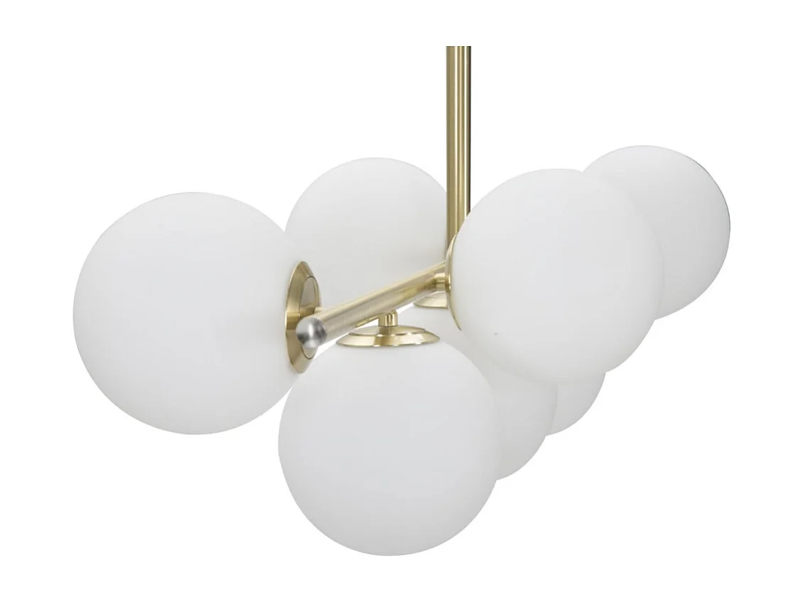 Lampe Suspension 7 Sphères "Glamy Luci" 81cm Blanc & Or