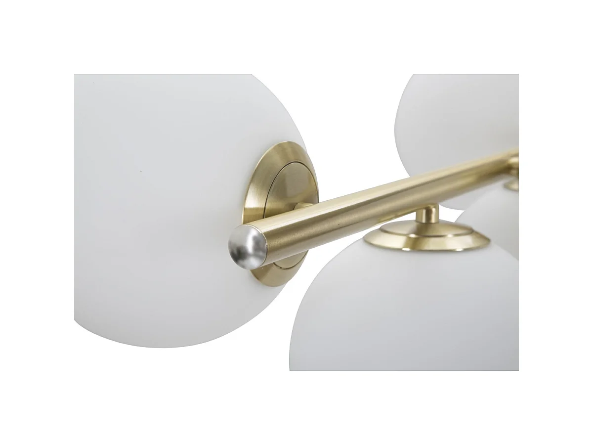 Lustre Glamoroso de 7 Lâmpadas - Luminária de Teto E14 em Metal Dourado e Esferas de Vidro Branco 81x30x74 cm - Design Glamoroso
